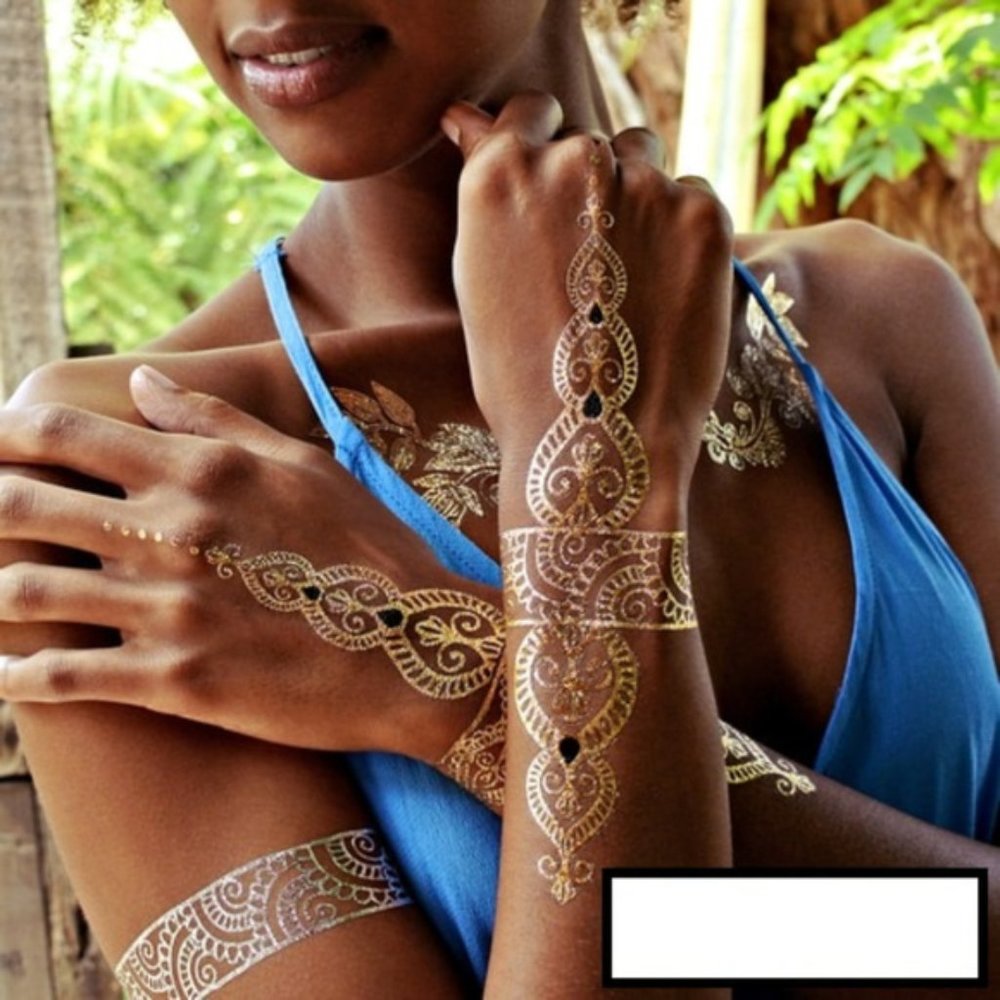 3 sheets Golden Silver Temporary Tattoo - Picture 6 of 11